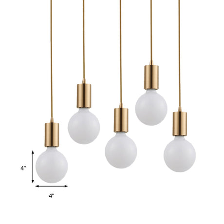 Retro Vintage Brass Metal Pendant Lighting - 1 Light Bare Bulb Hanging Lamp