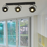 Black Industrial Style Rotatable Track Light With Ball Shade Semi Flush Mount For Living Room -