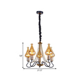 Black-Gold Teardrop Chandelier Lamp - Modern 5 Lights Amber Glass Suspension Lighting For Dining