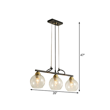 Modern Hanging Chandelier: Clear Glass Dual Bulb Pendant Light Kit In Black
