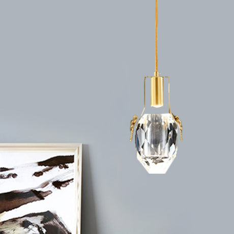 Modern Gold Led Mini Crystal Pendant With Dragonfly Ornaments Clear