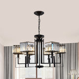Modern Black Crystal Chandelier Lighting: 6/8-Head Metal Frame Hanging Light With Crooked Design 6 /
