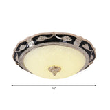 14/16/19.5 Retro Bowl Led Flush Light In Black With Cream Glass Ideal For Hotel Ceilings