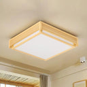 14’/18’/21.5’W Acrylic Flush Mount Led Ceiling Light In Warm/White With Wood Guard - Square