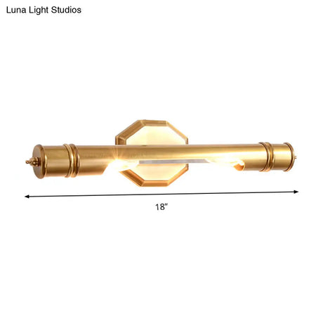 14/18 Retro Brass Vanity Light Wall Mounted Metal Sconce With 2 Bulbs For Bathroom Lighting