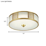 14’/18’ Wide 4-Light Colonial Drum Flush Mount Ceiling Light With Milky Glass Flushmount In
