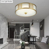 14’/18’ Wide 4-Light Colonial Drum Flush Mount Ceiling Light With Milky Glass Flushmount In