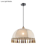 14/18 Wide Vintage Style Fabric Pendulum Light In Flaxen