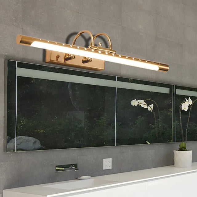 14/19 Modern Gold Metal Wall Lighting With Tubed Arc Arm - Led Bathroom Vanity Light Fixture