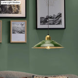 14.5’/16’ Wide Cone Pendant Light - Loft Metal 1-Light Ceiling Fixture In Polished Green