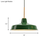 14.5’/16’ Wide Cone Pendant Light - Loft Metal 1-Light Ceiling Fixture In Polished Green