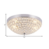 Modern Clear Crystal Beads Flush Mount Ceiling Light With Ring Mesh Grid - Set Of 2 Bulbs