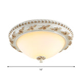 Classic Beige Opaline Glass Flushmount Light For Kitchen - 2/3 Bulbs Half - Sphere Shape