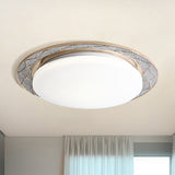 Vintage Milk Glass Led Moon-Shaped Ceiling Lamp For Bedroom - Beige/Silver Grey Flush Mount Light
