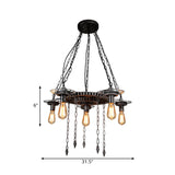 Aged Silver Gear Design Hanging Lamp - Vintage Industrial Metal 6 Heads Ideal For Restaurants