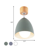 Nordic Style Dome Semi Flush Ceiling Light - Metal Rotatable Lamp For Bedroom In Grey/White