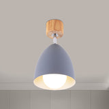 Nordic Style Dome Semi Flush Ceiling Light - Metal Rotatable Lamp For Bedroom In Grey/White Grey