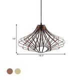 Country Style Metal Wire Cage Pendant Lamp With Adjustable Cord - Brass/Rust Ceiling Light