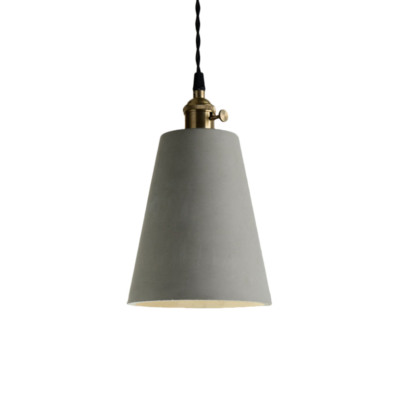 Industrial Gray Cement And Metal Pendant Light Fixture - Cone/Round Design Ideal For Table Overhead
