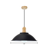 Modern Black Metal Bowl Shade Pendant Lamp - 1 Light Dining Room Hanging
