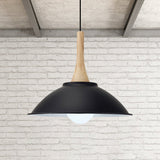 Modern Black Metal Bowl Shade Pendant Lamp - 1 Light Dining Room Hanging