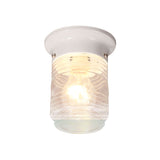 Modern Hand Blown Glass 1-Light Cylinder Flush Mount Ceiling Light In White/Black