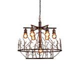 Sputnik Chandelier: Retro Loft Metal Pendant Light With 7 Open Bulbs And 39 Copper Chain