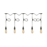 Bare Bulb Pendant Lighting- Industrial Black Metal Ceiling Light Fixture - Adjustable Cord