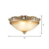 Traditional Beige Opal Glass Flush Ceiling Light Fixture 2/3 Bulbs Domed Mount 14/18 Width