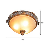 Opal Glass Dome Ceiling Light Retro Style With Carved Flower 3/5 - Bulb Brown 16’/19.5’/21.5’ Width