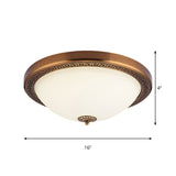 Opal Glass Brass Led Flush Mount Light Countryside Style 14/16 Wide