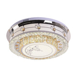Contemporary Stainless-Steel Led Ceiling Light With Clear Crystal Blocks