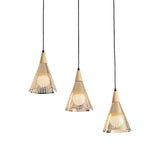 Nordic Cone Ceiling Light With 3 Metal And Wood Pendant Heads