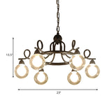 Rustic Mini Ball Clear Glass Pendant Chandelier: 6/8-Light Black Fixture