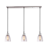 3-Light Industrial Conical Clear Glass Pendant Light Set In Chrome - Multiple Hanging Options
