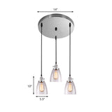 3-Light Industrial Conical Clear Glass Pendant Light Set In Chrome - Multiple Hanging Options