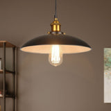 Vintage Style Iron Restaurant Ceiling Pendant 1 Light Black Bowl Shade Lighting (12/16 W)