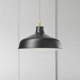 Modern 1-Light Metallic Pendant Lamp With Black/White Barn Shade - Stylish Dining Room Hanging