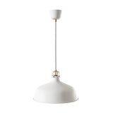 Modern 1-Light Metallic Pendant Lamp With Black/White Barn Shade - Stylish Dining Room Hanging