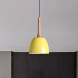 Modernist Metal Pendant Lighting: Yellow/Blue/Green Domed Hanging Ceiling Light For Dining Room