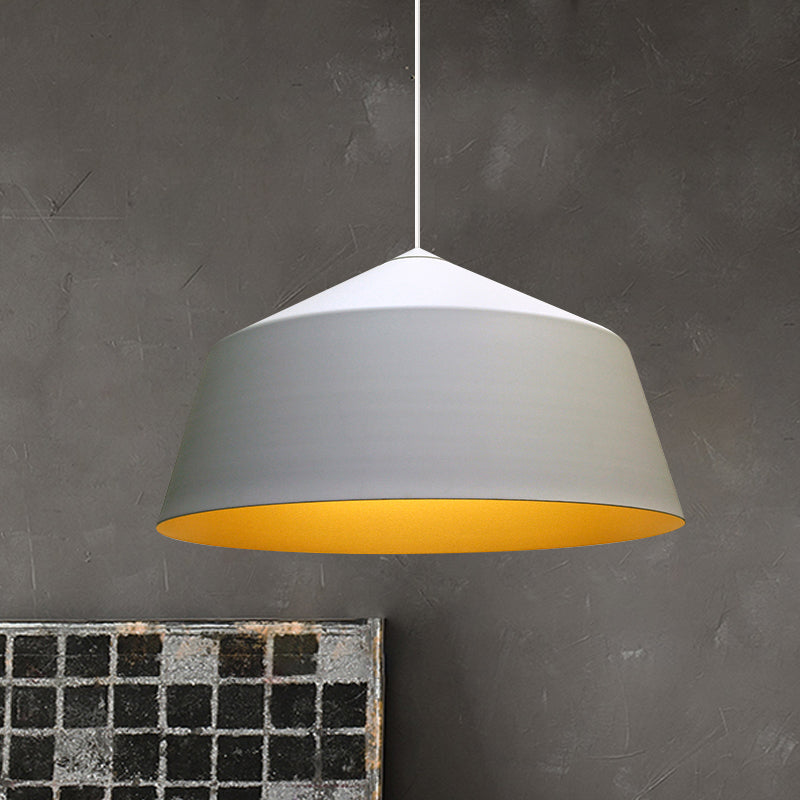 Retro Tapered Shade Pendant Lighting - 6/10.5/12.5 Width Metallic Hanging Ceiling Light: Black/White