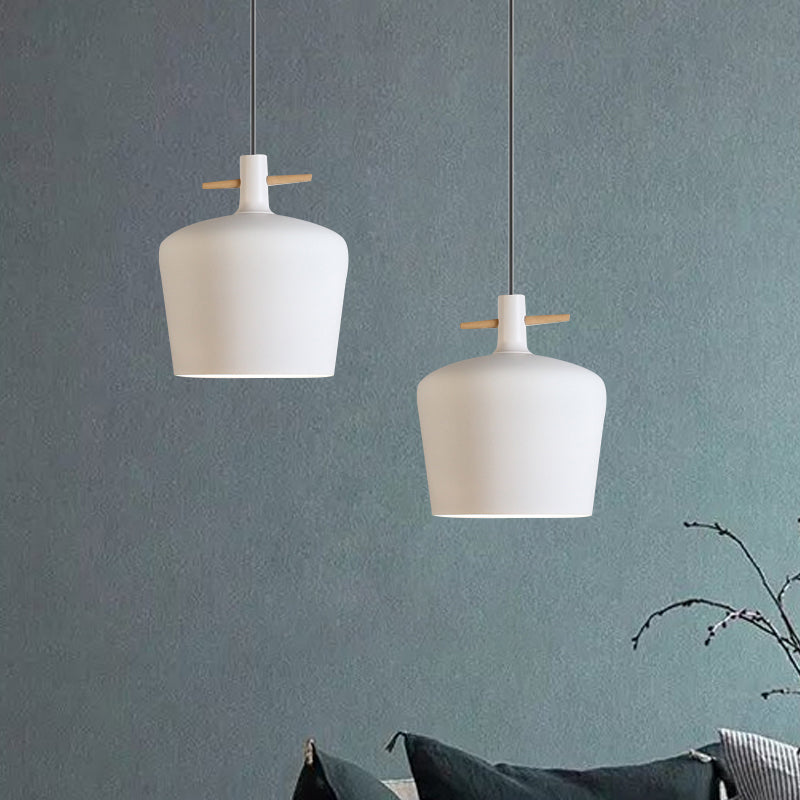 Contemporary Metallic Pendant Lamp With Shade - Black/White
