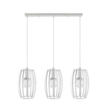 Black/White Oval Pendant Light Loft Style 3-Light Indoor Ceiling With Cage Shade