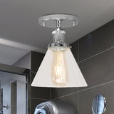Industrial Clear Glass Ceiling Light In Black/Brass/Copper - Single Bulb Semi Flush Mount