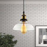 Industrial Barn Pendant Light 1-Light 8/10/12 Wide Clear Prismatic Glass Hanging Lamp