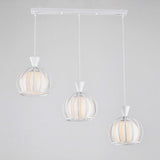 Metal Dome Cage Pendant With Milk Glass Shade - Retro Style 3-Bulb Hanging Light Indoor Black/White