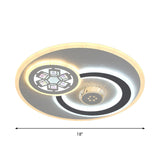Modern Led Crystal Ceiling Light Fixture - White Flush Mount Lamp With Clear Block Design