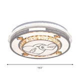 Contemporary Flushmount Ceiling Light With Led Crystals In White Heart/Floral/Circle Pattern