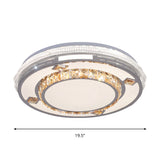 Contemporary Flushmount Ceiling Light With Led Crystals In White Heart/Floral/Circle Pattern