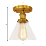 Industrial Clear Glass Ceiling Light In Black/Brass/Copper - Single Bulb Semi Flush Mount